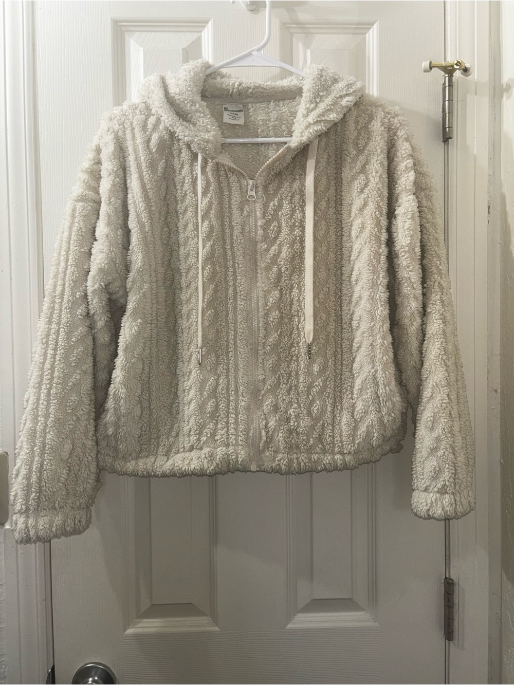 Faded Glory Cream Sherpa Zip Hoodie Jacket